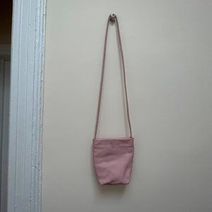 Baggu Pink Cross Body Leather Bag with Magnetic Closure